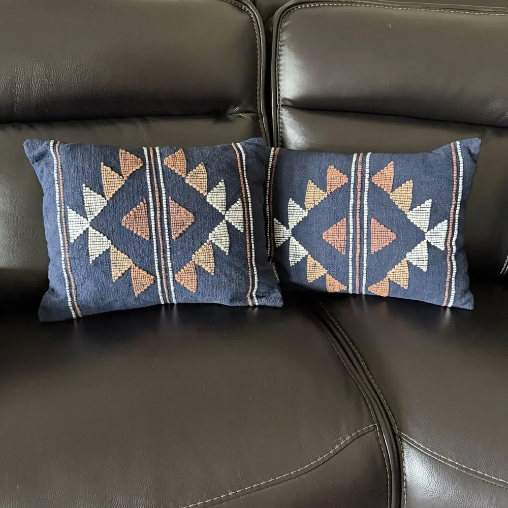 Pendleton Glorieta Mesa Wool Throw Pillows Lot Of 2 Blue 20x16